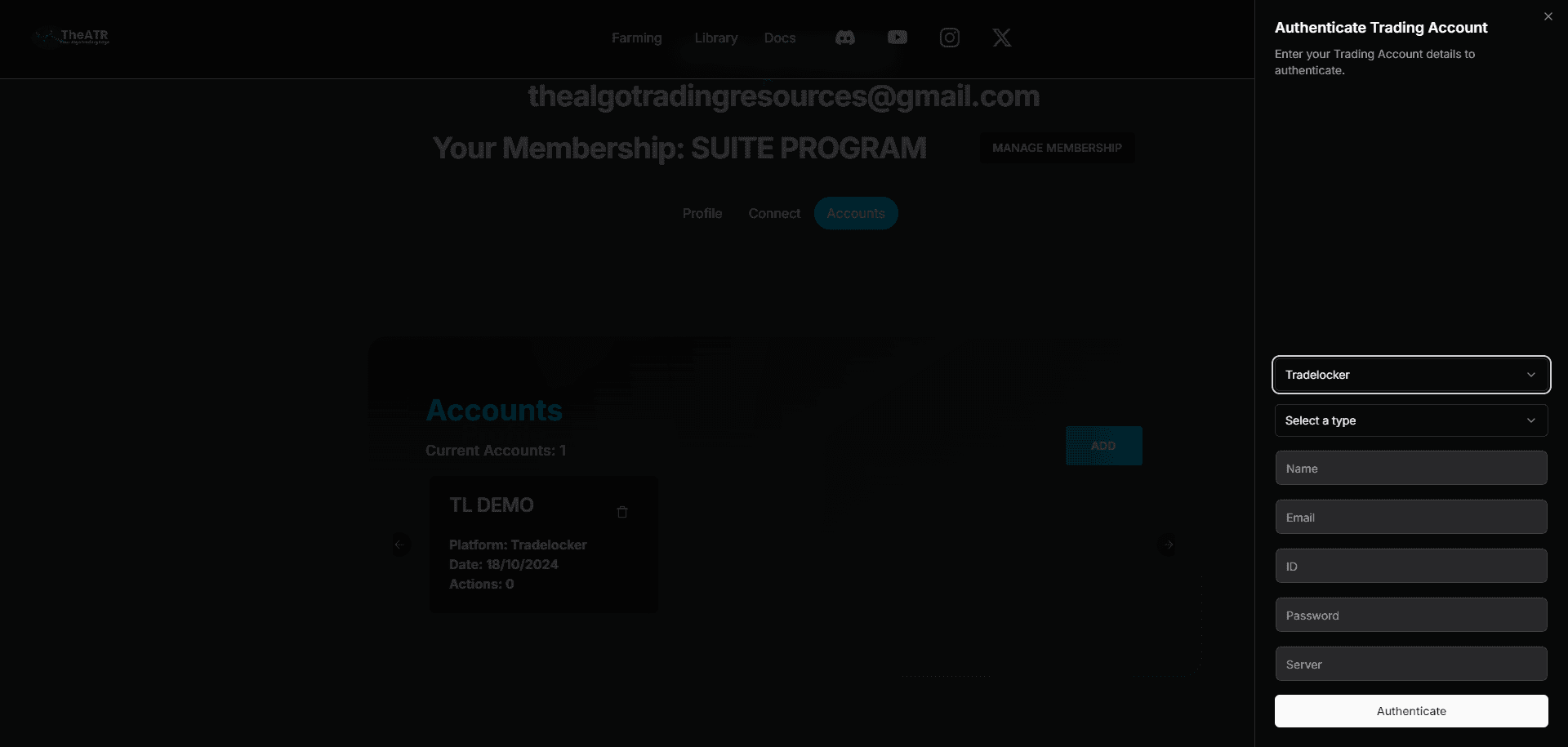 Add Account Page